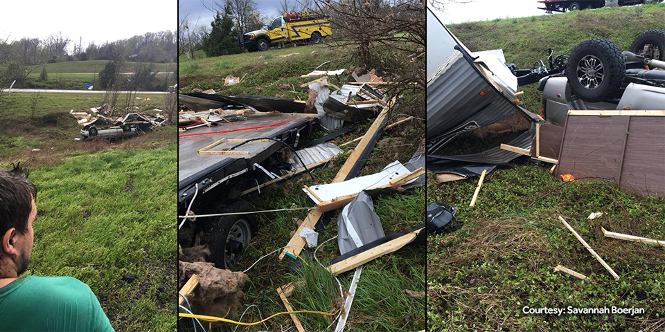 Couple gets caught in the path of tornado on Arkansas interstate