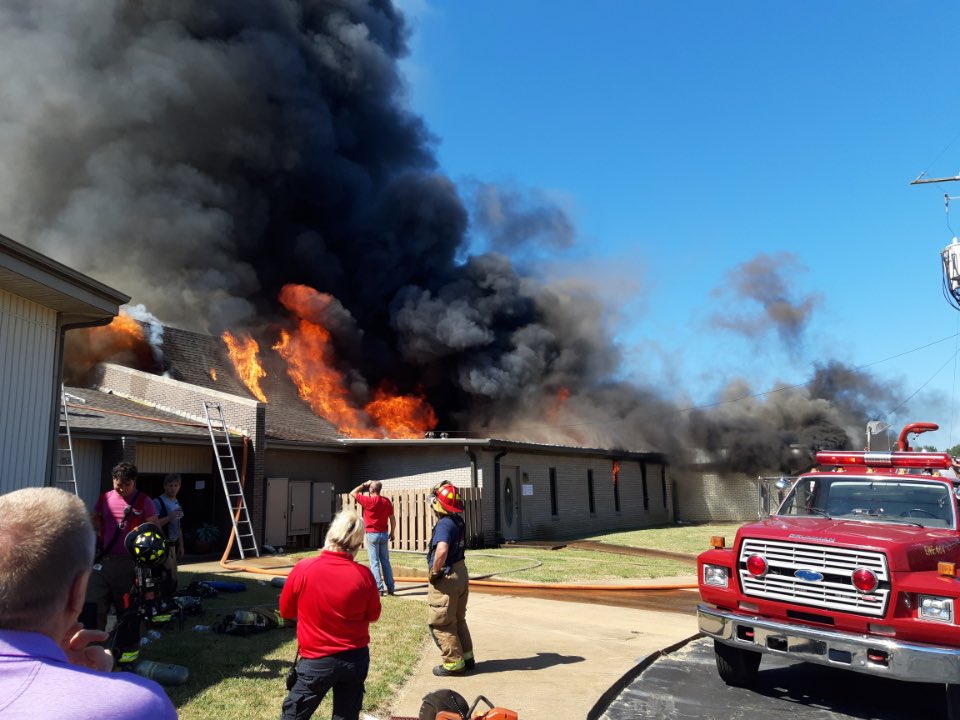 Searcy Faith Assembly of God on Highway 16, just north of Searcy, is on fire. Multiple fire departments, deputies and Office of Emergency Management on scene (photos: White County Sheriff's Office)