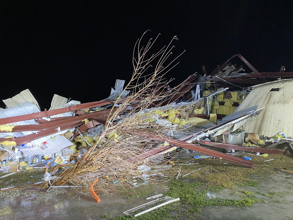 Major damage in Leachville, AR with Sheriff Dale Cook confirming one fatality at the Dollar General